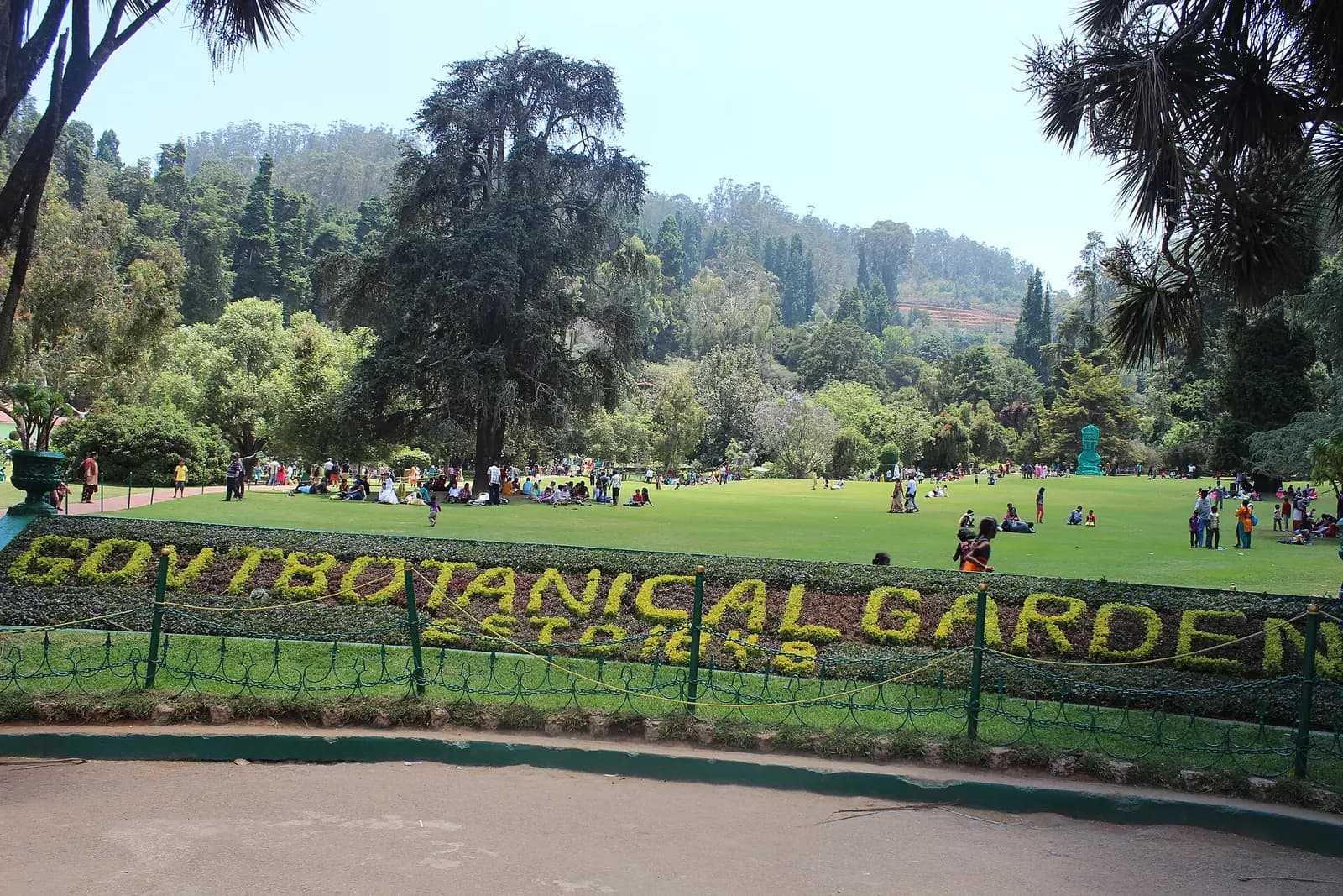 Lawns and old trees in the Government Botanical Garden at Ooty, Tamil Nadu