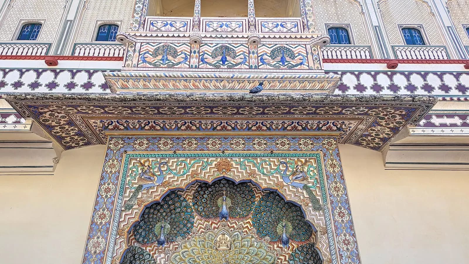 A painted gateway inside the City Palace complex at Jaipur, Rajasthan