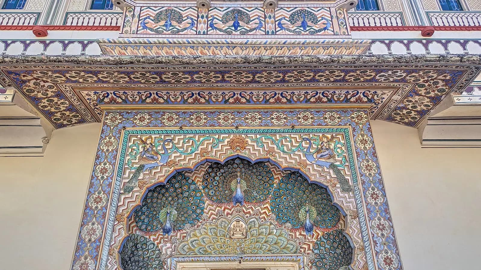 A painted gateway inside the City Palace complex at Jaipur, Rajasthan