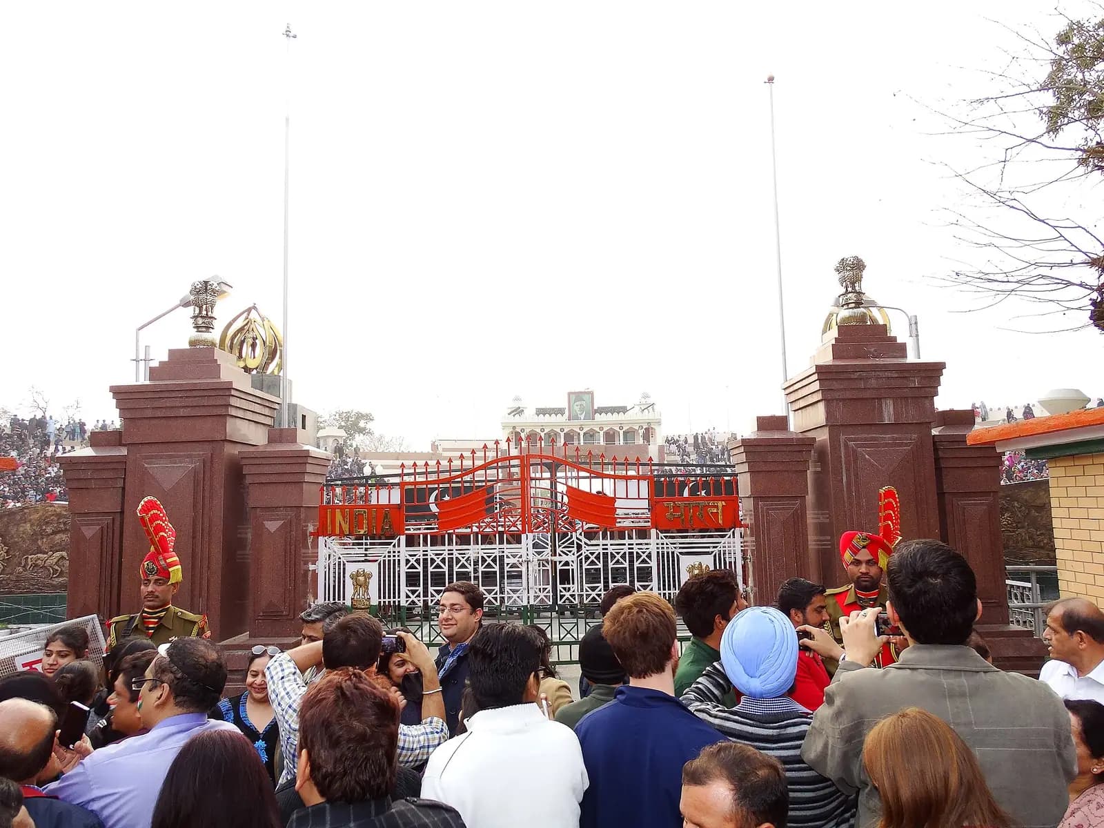 The evening retreat ceremony at the Wagah border near Amritsar, Punjab