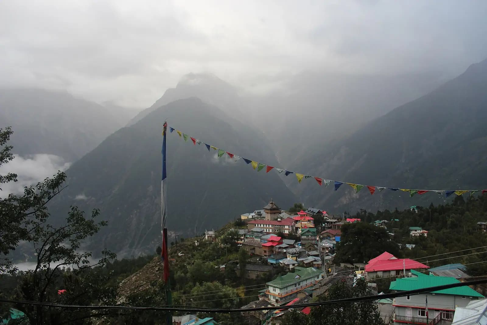 The snow wall of Kinnaur Kailash seen across the valley from Kalpa, Himachal Pradesh