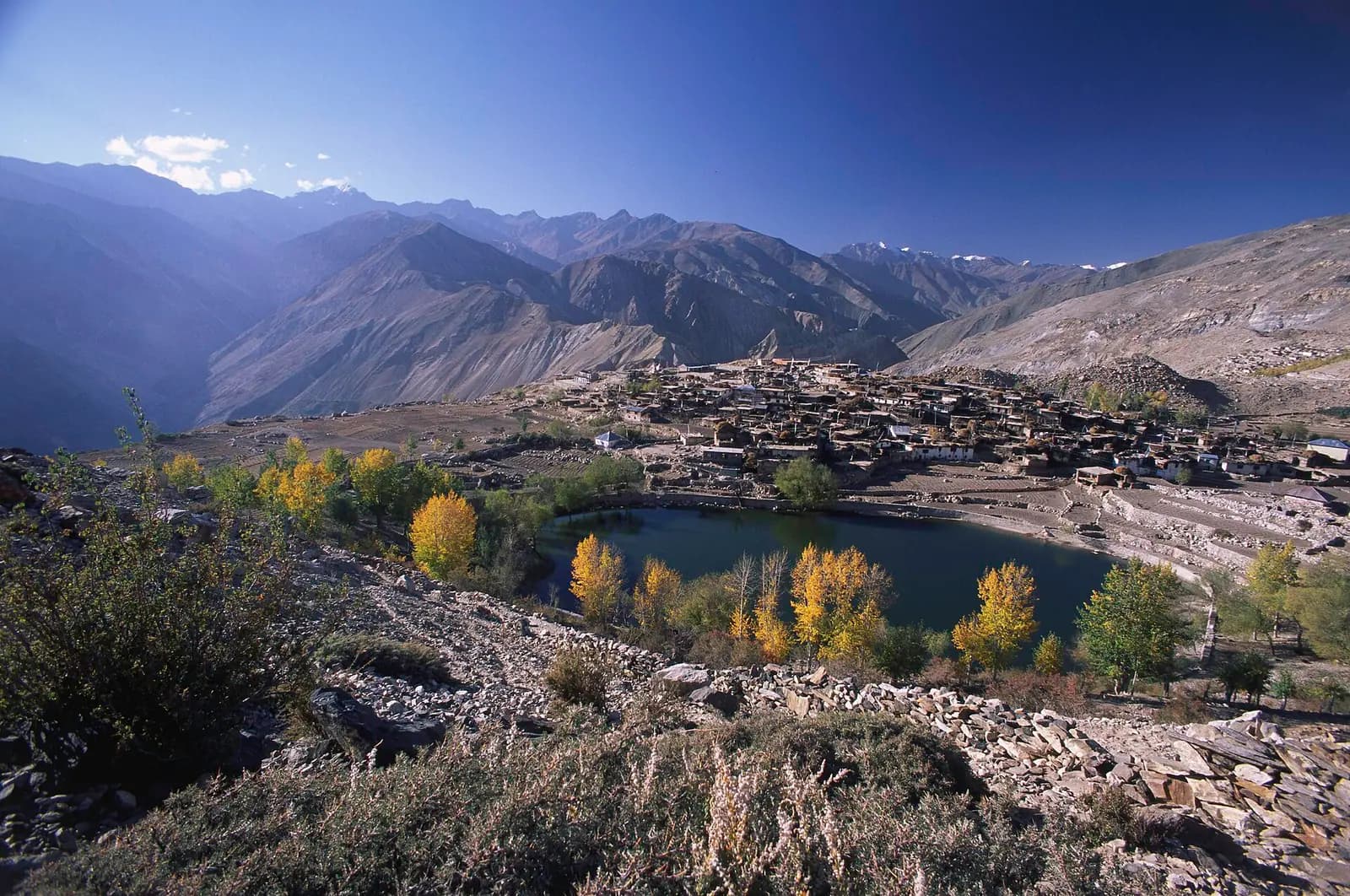 Nako village and its lake on the high road into Spiti from Kinnaur