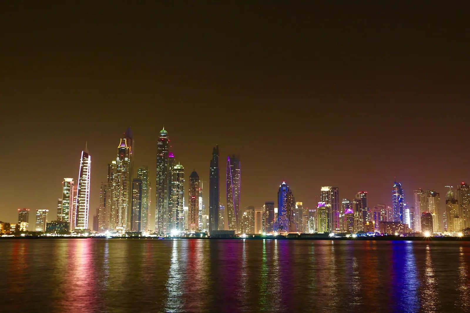 The high-rise skyline of Dubai in the United Arab Emirates