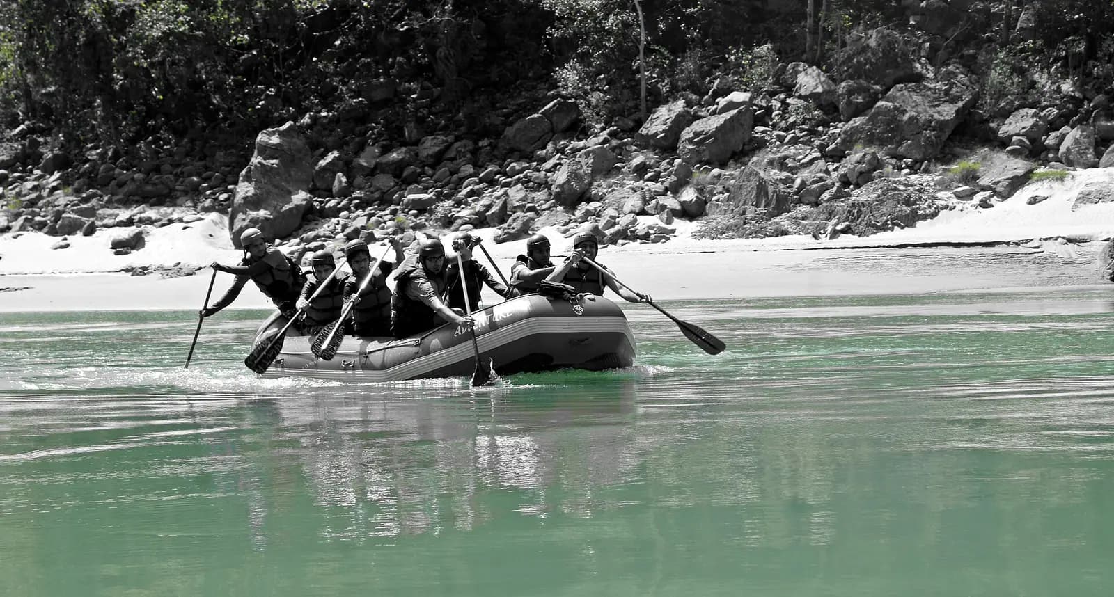 Rafts on the Ganges at Rishikesh, Uttarakhand